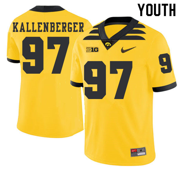 2019 Youth #97 Jack Kallenberger Iowa Hawkeyes College Football Alternate Jerseys Sale-Gold - Click Image to Close